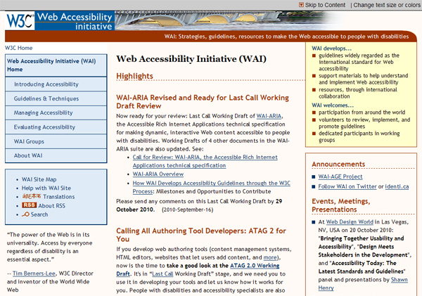  W3C WAI 웹 사이트